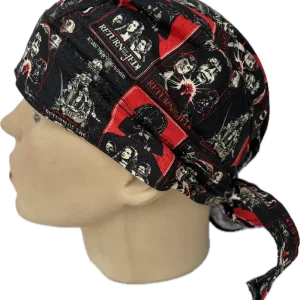 Gorro clínico de amarrar con diseño oficial de pósteres de Star Wars Return of the Jedi vista perfil izquierdo, línea Mayte Signature.